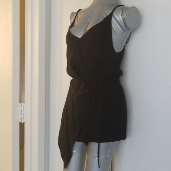 Lucca Black Asymmetrical Wrap Romper Women's Small S Spaghetti Strap Plunge Neck - Picture 3 of 9